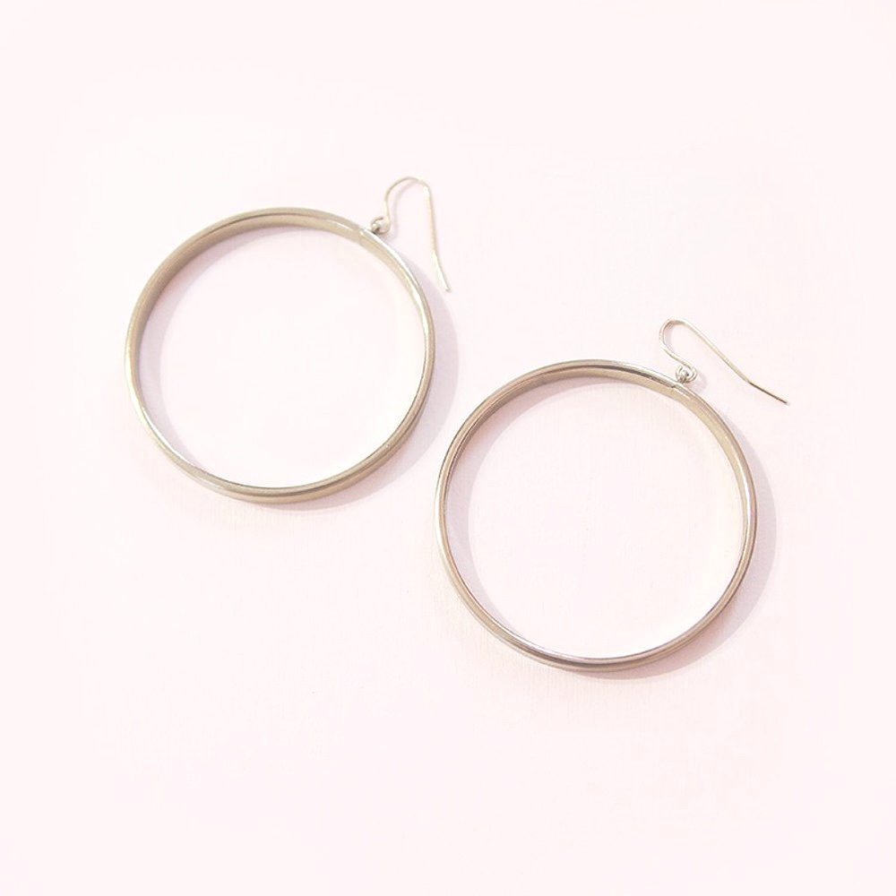 Women's Large Brass Hoop Earrings - 2 in.